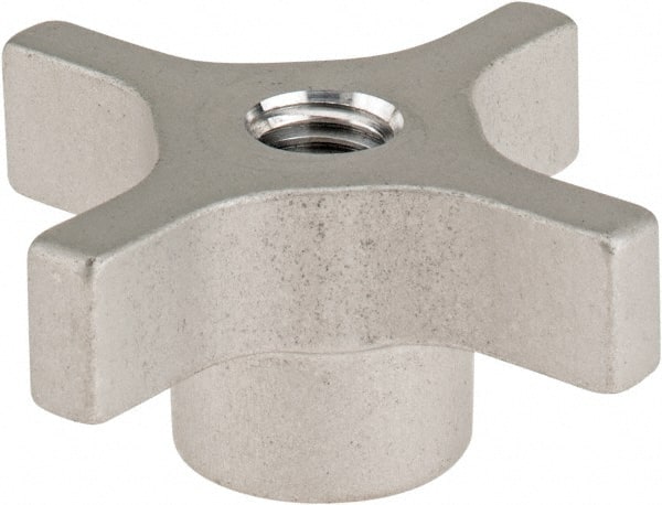 Gibraltar - 63.5mm Head Diam, 4 Point Lobed Knob - M12x1.75 Hole, Aluminum - Exact Tooling