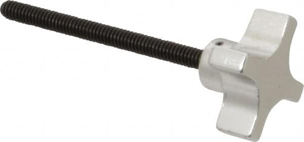 Gibraltar - 1-1/2" Head Diam, 4 Point Lobed Knob - 1/4-20 Stem, Aluminum - Exact Tooling