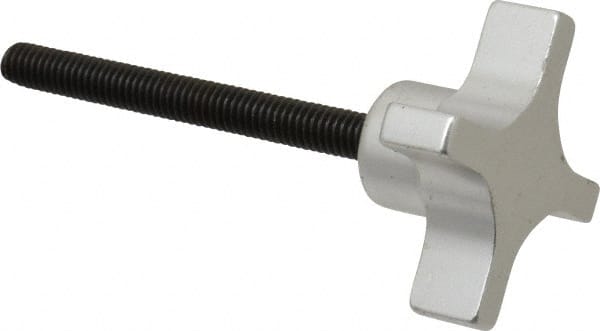 Gibraltar - 2" Head Diam, 4 Point Lobed Knob - 5/16-18 Stem, Aluminum - Exact Tooling