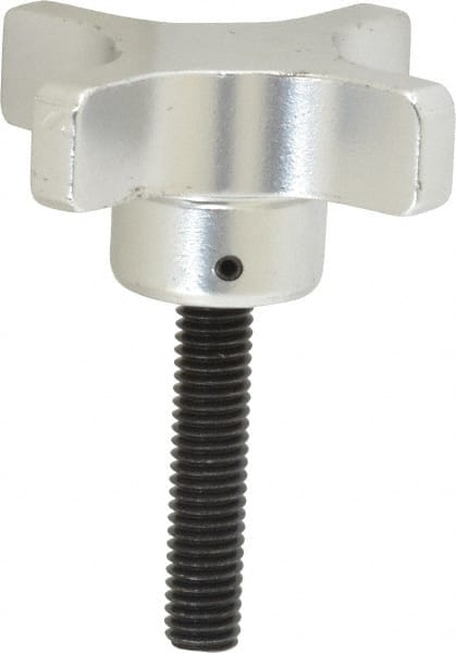 Gibraltar - 2-1/2" Head Diam, 4 Point Lobed Knob - 3/8-16 Stem, Aluminum - Exact Tooling