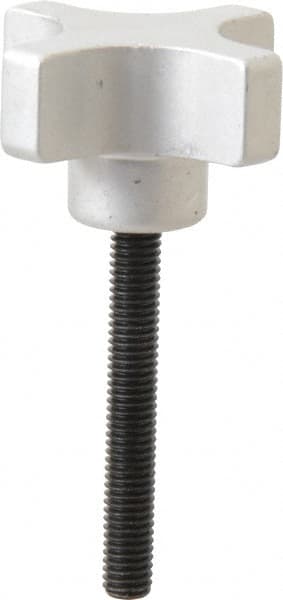 Gibraltar - 38.1mm Head Diam, 4 Point Lobed Knob - M6x1 Stem, Aluminum - Exact Tooling