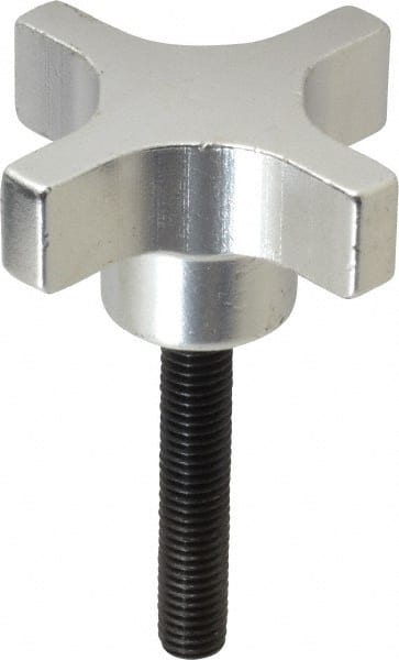 Gibraltar - 50.8mm Head Diam, 4 Point Lobed Knob - M8x1.25 Stem, Aluminum - Exact Tooling