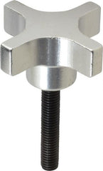 Gibraltar - 50.8mm Head Diam, 4 Point Lobed Knob - M8x1.25 Stem, Aluminum - Exact Tooling
