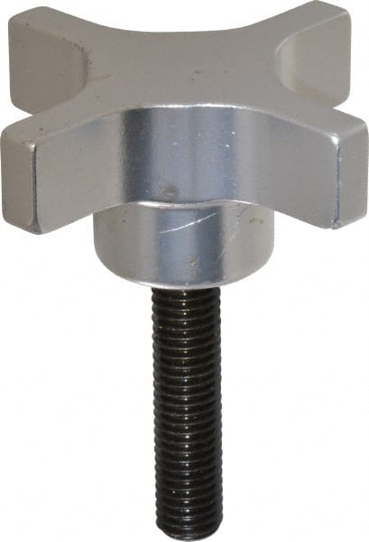 Gibraltar - 63.5mm Head Diam, 4 Point Lobed Knob - M10x1.5 Stem, Aluminum - Exact Tooling