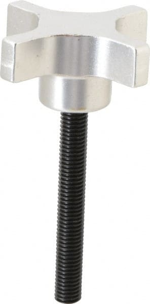 Gibraltar - 63.5mm Head Diam, 4 Point Lobed Knob - M10x1.5 Stem, Aluminum - Exact Tooling