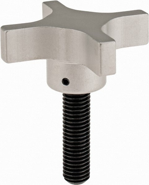 Gibraltar - 63.5mm Head Diam, 4 Point Lobed Knob - M12x1.75 Stem, Aluminum - Exact Tooling