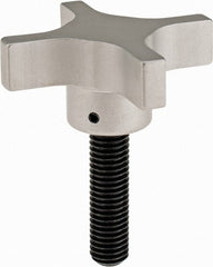 Gibraltar - 63.5mm Head Diam, 4 Point Lobed Knob - M12x1.75 Stem, Aluminum - Exact Tooling