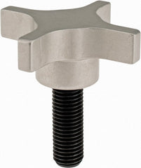 Gibraltar - 76.2mm Head Diam, 4 Point Lobed Knob - M16x2 Stem, Aluminum - Exact Tooling