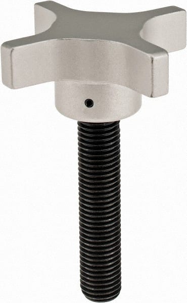Gibraltar - 76.2mm Head Diam, 4 Point Lobed Knob - M16x2 Stem, Aluminum - Exact Tooling