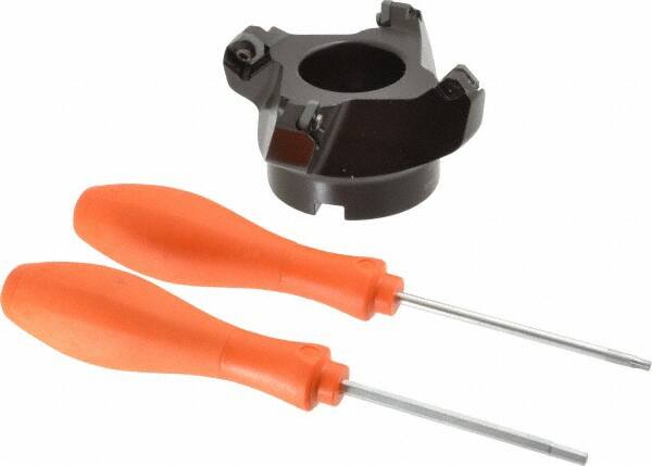 Kennametal - 80.01mm Cut Diam, 1" Arbor Hole, 6.6mm Max Depth of Cut, 45° Indexable Chamfer & Angle Face Mill - 4 Inserts, SEKT 1404... Insert, Right Hand Cut, 4 Flutes, Series KSSM - Exact Tooling