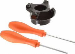 Kennametal - 80.01mm Cut Diam, 1" Arbor Hole, 6.6mm Max Depth of Cut, 45° Indexable Chamfer & Angle Face Mill - 4 Inserts, SEKT 1404... Insert, Right Hand Cut, 4 Flutes, Series KSSM - Exact Tooling