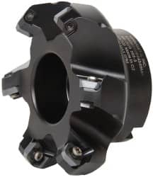 Kennametal - 80.01mm Cut Diam, 1" Arbor Hole, 6.6mm Max Depth of Cut, 45° Indexable Chamfer & Angle Face Mill - 6 Inserts, SEKT 1404... Insert, Right Hand Cut, 6 Flutes, Series KSSM - Exact Tooling