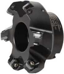 Kennametal - 80.01mm Cut Diam, 1" Arbor Hole, 6.6mm Max Depth of Cut, 45° Indexable Chamfer & Angle Face Mill - 6 Inserts, SEKT 1404... Insert, Right Hand Cut, 6 Flutes, Series KSSM - Exact Tooling