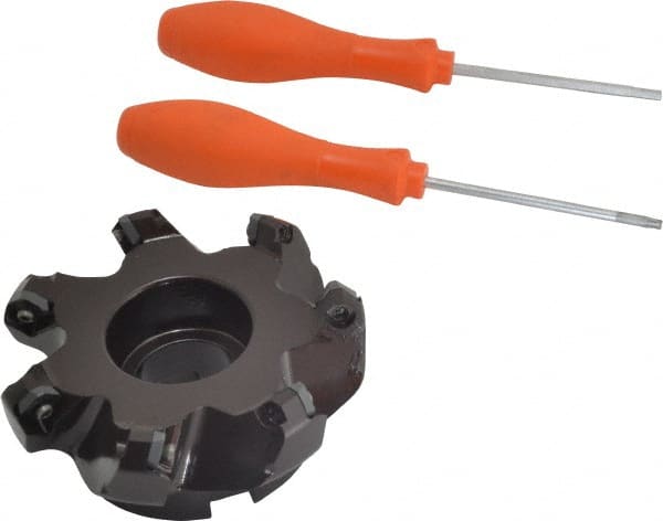 Kennametal - 100.08mm Cut Diam, 1-1/4" Arbor Hole, 6.6mm Max Depth of Cut, 45° Indexable Chamfer & Angle Face Mill - 7 Inserts, SEKT 1404... Insert, Right Hand Cut, 7 Flutes, Series KSSM - Exact Tooling