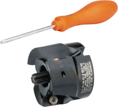 Kennametal - 3 Inserts, 2" Cut Diam, 3/4" Arbor Diam, 18.03mm Max Depth of Cut, Indexable Square-Shoulder Face Mill - 0/90° Lead Angle, 40.01mm High, EC18.., EP18.. Insert Compatibility, Through Coolant, Series Mill 1-18 - Exact Tooling