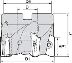 Kennametal - 10 Inserts, 4" Cut Diam, 1-1/2" Arbor Diam, 14.22mm Max Depth of Cut, Indexable Square-Shoulder Face Mill - 0/90° Lead Angle, 2" High, EC14.., EP14.. Insert Compatibility, Through Coolant, Series Mill 1-14 - Exact Tooling