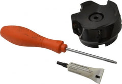 Kennametal - 5 Inserts, 3" Cut Diam, 1" Arbor Diam, 18.03mm Max Depth of Cut, Indexable Square-Shoulder Face Mill - 0/90° Lead Angle, 1-3/4" High, EC18.., EP18.. Insert Compatibility, Through Coolant, Series Mill 1-18 - Exact Tooling