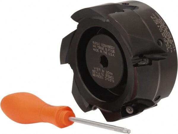 Kennametal - 6 Inserts, 4" Cut Diam, 1-1/2" Arbor Diam, 18.03mm Max Depth of Cut, Indexable Square-Shoulder Face Mill - 0/90° Lead Angle, 2" High, EC18.., EP18.. Insert Compatibility, Through Coolant, Series Mill 1-18 - Exact Tooling