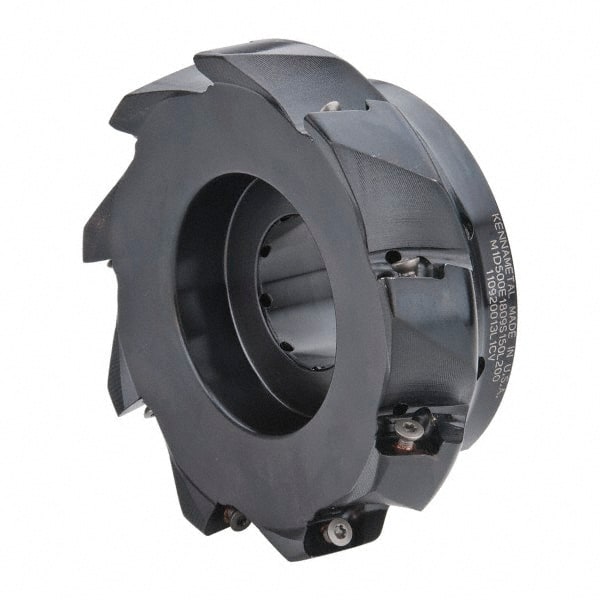 Kennametal - 9 Inserts, 5" Cut Diam, 1-1/2" Arbor Diam, 18.03mm Max Depth of Cut, Indexable Square-Shoulder Face Mill - 0/90° Lead Angle, 2" High, EC18.., EP18.. Insert Compatibility, Through Coolant, Series Mill 1-18 - Exact Tooling