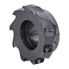 Kennametal - 9 Inserts, 5" Cut Diam, 1-1/2" Arbor Diam, 18.03mm Max Depth of Cut, Indexable Square-Shoulder Face Mill - 0/90° Lead Angle, 2" High, EC18.., EP18.. Insert Compatibility, Through Coolant, Series Mill 1-18 - Exact Tooling