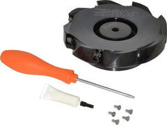 Kennametal - 8 Inserts, 6" Cut Diam, 1-1/2" Arbor Diam, 18.03mm Max Depth of Cut, Indexable Square-Shoulder Face Mill - 0/90° Lead Angle, 2" High, EC18.., EP18.. Insert Compatibility, Through Coolant, Series Mill 1-18 - Exact Tooling