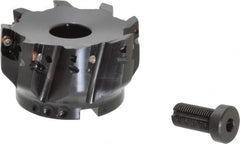 Kennametal - 8 Inserts, 3" Cut Diam, 1" Arbor Diam, 14.22mm Max Depth of Cut, Indexable Square-Shoulder Face Mill - 0/90° Lead Angle, 1-3/4" High, EC14.., EP14.. Insert Compatibility, Through Coolant, Series Mill 1-14 - Exact Tooling