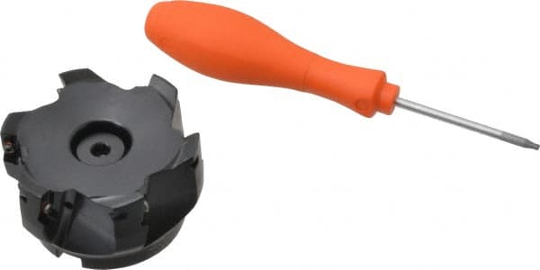 Kennametal - 6 Inserts, 3" Cut Diam, 1" Arbor Diam, 14.22mm Max Depth of Cut, Indexable Square-Shoulder Face Mill - 0/90° Lead Angle, 1-3/4" High, EC14.., EP14.. Insert Compatibility, Through Coolant, Series Mill 1-14 - Exact Tooling