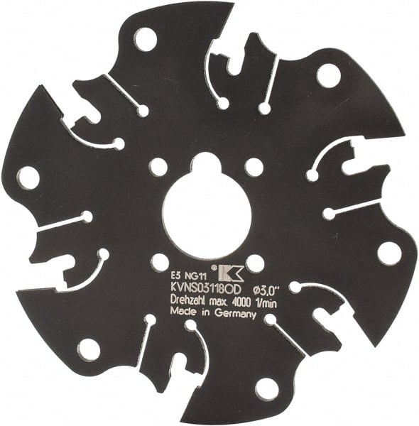 Kennametal - Arbor Hole Connection, 1/8" Cutting Width, 7/8" Depth of Cut, 3" Cutter Diam, 5/8" Hole Diam, 6 Tooth Indexable Slotting Cutter - KVNS Toolholder, OD 3118.. Insert - Exact Tooling