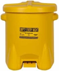 Eagle - 14 Gallon Capacity, Polyethylene Oily Waste Can - 18 Inch Long x 22 Inch Wide/Diameter x 21 Inch High, Yellow, Foot Operated, Approved FM - Exact Tooling