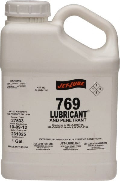 Jet-Lube - 1 Gal Bottle Thin Oily Film Penetrant/Lubricant - Clear Amber, Food Grade - Exact Tooling