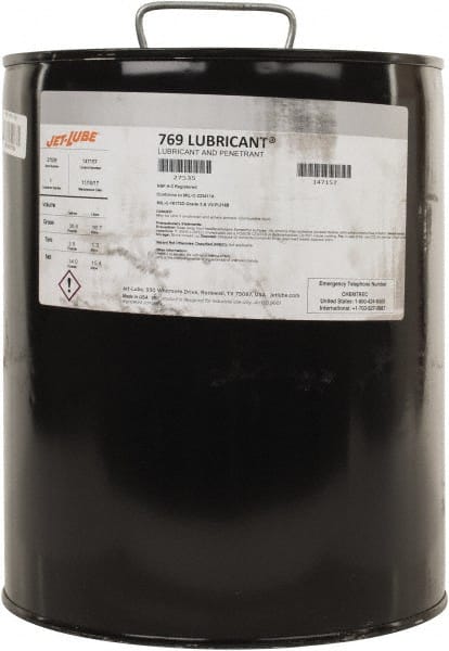 Jet-Lube - 5 Gal Pail Thin Oily Film Penetrant/Lubricant - Clear Amber, Food Grade - Exact Tooling
