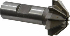 Made in USA - 1-1/4" Large x 1/2" Small Diam, 17/32" Width of Cut, 90° Included Angle, 10 Teeth, High Speed Steel Face Angle Cutter - 5/8" Shank Diam, 2-13/32" Overall Length, Weldon Flat - Exact Tooling