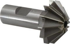 Made in USA - 1-5/8" Large x 5/8" Small Diam, 11/16" Width of Cut, 90° Included Angle, 12 Teeth, High Speed Steel Face Angle Cutter - 3/4" Shank Diam, 2-11/16" Overall Length, Weldon Flat - Exact Tooling