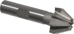 Made in USA - 3/4" Large x 5/16" Small Diam, 17/32" Width of Cut, 60° Included Angle, 8 Teeth, Cobalt Face Angle Cutter - 3/8" Shank Diam, 2-3/32" Overall Length, Weldon Flat - Exact Tooling