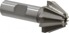 Made in USA - 1-1/4" Large x 1/2" Small Diam, 25/32" Width of Cut, 60° Included Angle, 10 Teeth, Cobalt Face Angle Cutter - 5/8" Shank Diam, 2-21/32" Overall Length, Weldon Flat - Exact Tooling