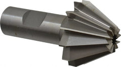 Made in USA - 1-5/8" Large x 5/8" Small Diam, 1-1/16" Width of Cut, 60° Included Angle, 12 Teeth, Cobalt Face Angle Cutter - 3/4" Shank Diam, 3-1/16" Overall Length, Weldon Flat - Exact Tooling