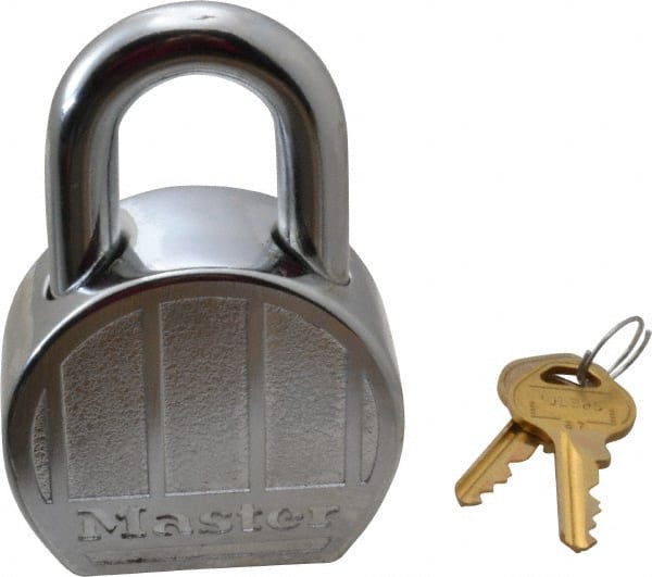 Master Lock - 1" Shackle Clearance, Keyed Alike Padlock - 15/16" Shackle Width, 7/16" Shackle Diam, Zinc - Exact Tooling