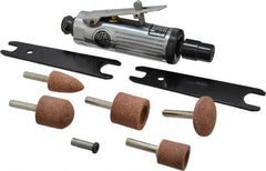 Florida Pneumatic - 1/4" Collet, Straight Handle, Straight Air Die Grinder - 25,000 RPM, Rear Exhaust, 4 CFM, 0.33 hp, 90 psi, 1/4 NPT - Exact Tooling