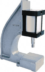 Mead - 1-3/8" Ram, 6" Throat Depth, 3 Ton Pneumatic Arbor Press - 8-1/2" Max Work Height x 11" Max Work Width, 11" Base Width x 18" Base Depth - Exact Tooling