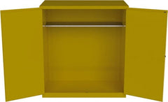 Jamco - 59" Wide x 34" Deep x 65" High, Steel Vertical Drum Cabinet with 3 Point Key Lock - Yellow, Manual Closing Door, 2 Shelves, 2 Drums - Exact Tooling