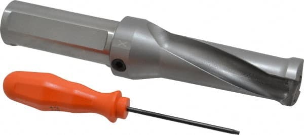 Kennametal - 79.5mm Max Drill Depth, 2.5xD, 31.8mm Diam, Indexable Insert Drill - 2 Inserts, 1-1/4" Shank Diam, Straight Shank - Exact Tooling