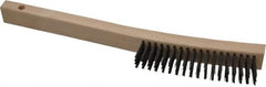 Made in USA - 4 Rows x 19 Columns Wire Scratch Brush - 6-1/4" Brush Length, 13-3/4" OAL, 1-3/16" Trim Length, Wood Toothbrush Handle - Exact Tooling