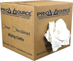 PRO-SOURCE - Reclaimed Cotton T-Shirt Rag - Low Lint, White, 3 to 4 Pieces per Lb, Comes in Box - Exact Tooling