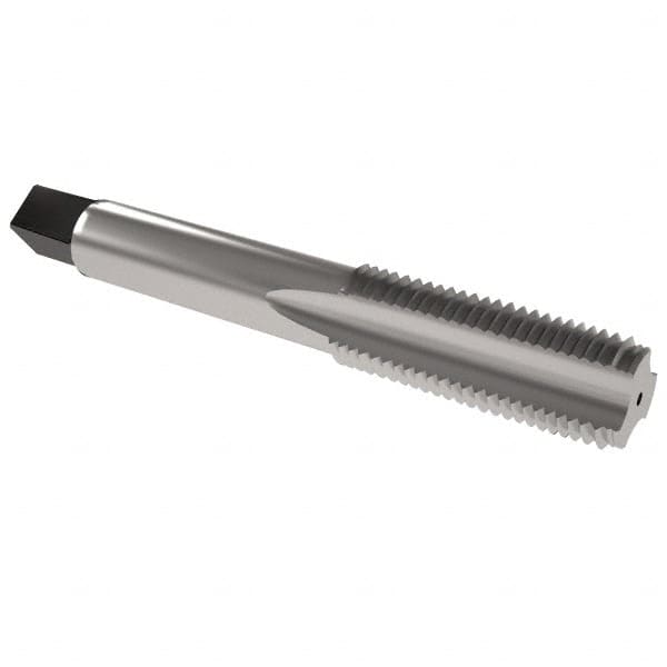 Kennametal - 1/2-13 UNC 3B 3 Flute Bright Finish High Speed Steel Straight Flute Standard Hand Tap - Bottoming, Right Hand Thread, 3.38" OAL, 1.656" Thread Length, H3 Limit, Oversize - Exact Tooling
