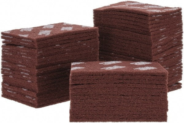 3M - Fine Grade, Aluminum Oxide Hand Pad - Brown, 6" Wide x 9" Long, Nonwoven - Exact Tooling