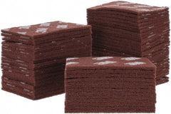 3M - Fine Grade, Aluminum Oxide Hand Pad - Brown, 6" Wide x 9" Long, Nonwoven - Exact Tooling