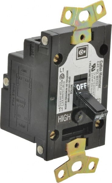 Eaton Cutler-Hammer - 1 Pole, 0.4 to 16 Amp, NEMA, Open Toggle Manual Motor Starter - 43.2mm Wide x 40.1mm Deep x 96.8mm High, 1 hp at 120/240 V, 1 hp at 277 V, 1/4 hp at 120/240 V & 1/4 hp at 32 V, CSA Certified & UL Listed - Exact Tooling