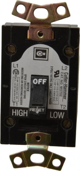 Eaton Cutler-Hammer - 2 Poles, 0.4 to 16 Amp, NEMA, Open Toggle Manual Motor Starter - 43.2mm Wide x 40.1mm Deep x 96.8mm High, 1 hp at 120/240 V, 1 hp at 277 V & 1/4 hp at 32 V, CSA Certified & UL Listed - Exact Tooling