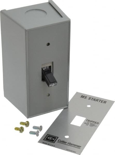 Eaton Cutler-Hammer - 2 Poles, 0.4 to 16 Amp, NEMA, Enclosed Toggle Manual Motor Starter - 60.5mm Wide x 71.9mm Deep x 105.7mm High, 1 hp at 120/240 V, 1 hp at 277 V & 1/4 hp at 32 V, CSA Certified, NEMA 1, UL Listed - Exact Tooling