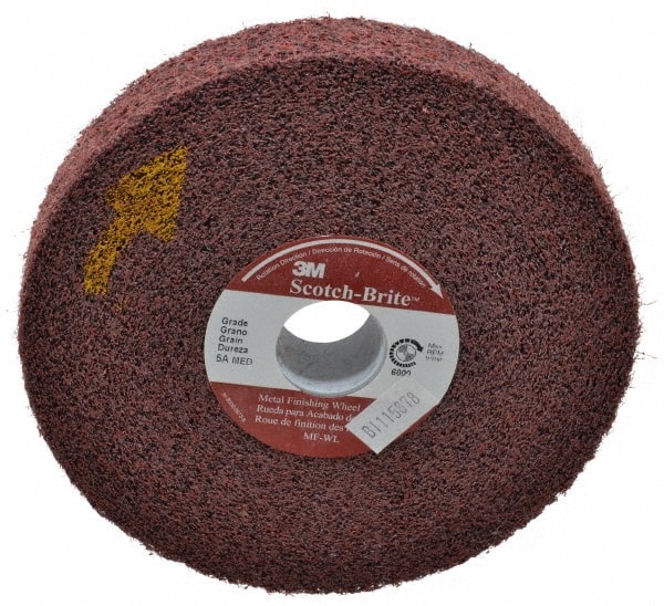 3M - 6" Diam, 1" Face Width, 1" Center Hole, Medium Grade, Aluminum Oxide Deburring Wheel - Convolute, Medium Density 5 Grade, 6,000 RPM - Exact Tooling